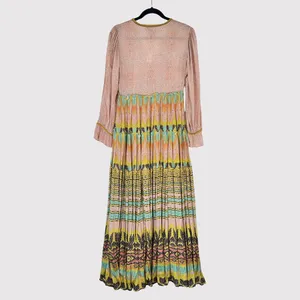 NWT Bhanuni by Jyoti Dress Pink Giorgia Maxi Floral V Neck Puffed Boho Size 2 thumbnail 4