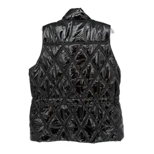 Michael Kors Quilted Puffer Vest Women Large Black Shiny Streetwear Luxe Winter thumbnail 10