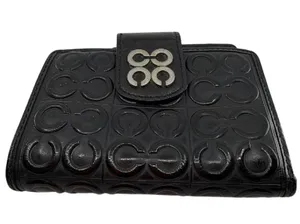 Coach Signature Embossed Black Patent Leather Wallet thumbnail 1