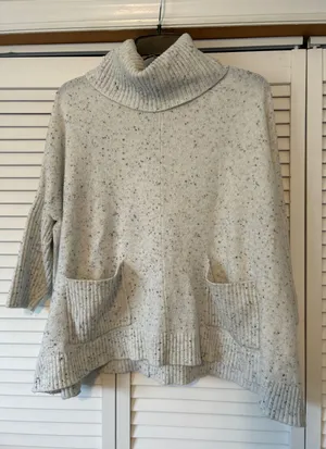 LOFT Speckled‎ Cozy Turtleneck Sweater Women's Size S Oversized thumbnail 1