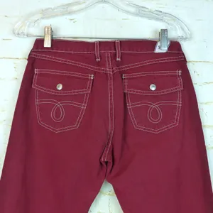 Lucky Brand Snapper Jean Womens 4 27 Burgundy USA Flare Low Rise Y2K F1RG020 thumbnail 10