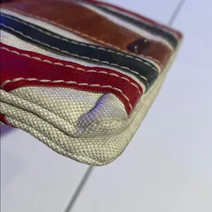 Frye leather and canvas multicolored clutch wristlet thumbnail 7