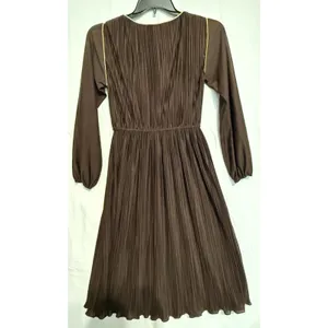 Vintage Hal Ferman Brown Pleated A-Line Dress disco 1970’s - no sz - see pics thumbnail 11