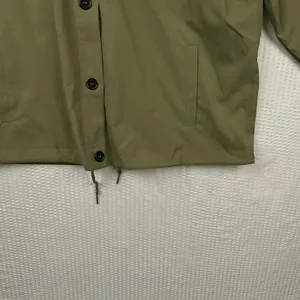 Fashion Olive Green Funnel Neck Button Up Windbreaker Jacket MLZ-2409 Small thumbnail 5