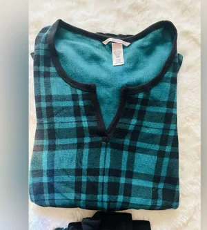 Victorias Secret Green Black Buffalo Plaid Thermal Pajamas Pjs Set ~ Small thumbnail 7