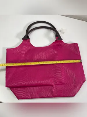 Neiman Marcus Large Pink Faux Snakeskin Tote Bag Eclectic NWT thumbnail 7