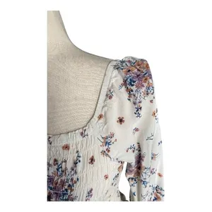 REWIND-CREAM COLOR FLORAL SMOCKED TOP-WOMENS SIZE SMALL Gorgeous top, fro t and back smocking, women’s size small, excellent condition Measurements: Bust: armpit to armpit 14-18 inches Length: shoulder seam to bottom 17 inches thumbnail 4