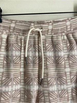 Patagonia Micro D Fleece Joggers Womens S Snow Bean Natural Geometric Cozy Pants thumbnail 4