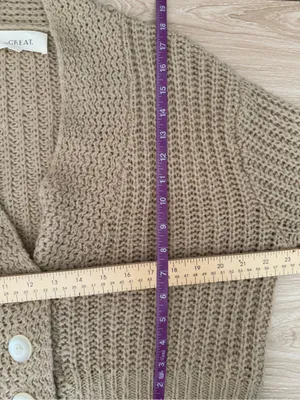 The Great. 0 XS‎ Montana Crop Cardigan Beige Tan Relaxed Boxy Boho thumbnail 10