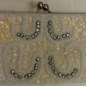 Chic Cream Beaded Clutch White thumbnail 2