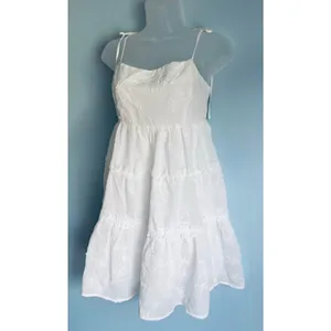 White Summer Dress Floral Embroidery All In Favor Medium NWT thumbnail 2