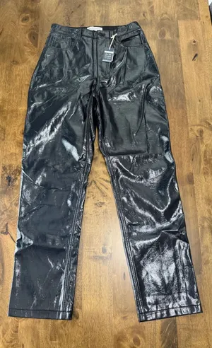 NWT Abercrombie & Fitch curve love 90s‎ straight ultra high rise leather sz 28 thumbnail 1