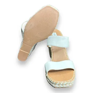 Steve Madden Icey Espadrille two white strap wedges Sz‎ 9.5 Leather thumbnail 7