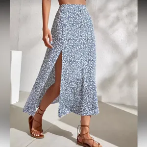 SheIn Blue Floral Midi Skirt thumbnail 2