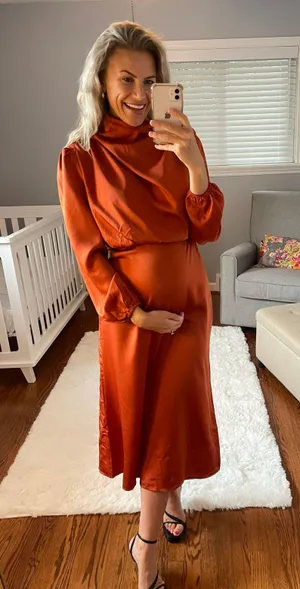 Satin Wedding Guest Dress Orange thumbnail 4