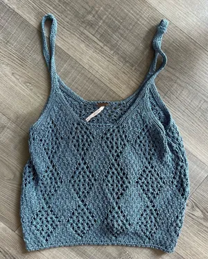 Free People blue crochet knit crochet tank thumbnail 1