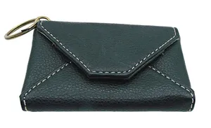 Small Wallet Key Ring Purse Charm Black Card Holder Leather Credit Cards Pocket thumbnail 1