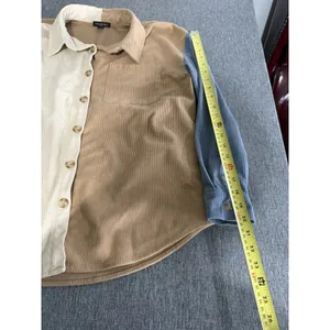 Tribal Colorblock Corduroy Button Down Shirt Sz S Country Shacket Fall thumbnail 3