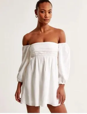 Abercrombie Dress White Mini Linen thumbnail 1