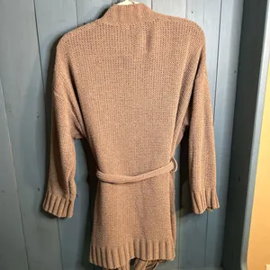 Aerie Light Brown/Tan Belted Mid-Length Cardigan Sweater | Size Medium thumbnail 2
