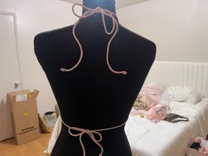 Pink cherry embellished triangle bikini top thumbnail 4