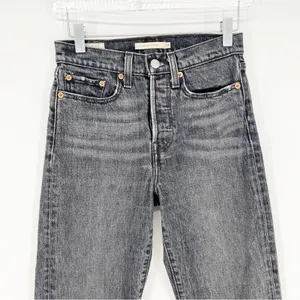 Levi's‎ Wedgie Straight Jeans Women's Size 24 Washed Black High Rise Denim thumbnail 3
