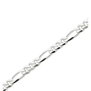 NEW Unisex Rhodium Plated 925 Sterling Silver‎ Figaro Chain Bracelet, 8” thumbnail 4