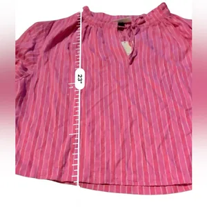 Universal Thread Pink & White Striped V Neck Tie Half Sleeve‎ Top Sz XS NEW thumbnail 12