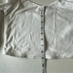 Abercrombie & fitch mixed media poplin puff long sleeve ribbed body crop top thumbnail 10