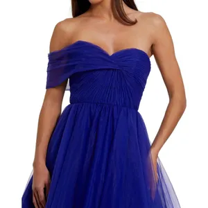 Mac Duggal Womens One Side Off the Shoulder Bustier Ball Gown Cobalt Blue 6 thumbnail 7