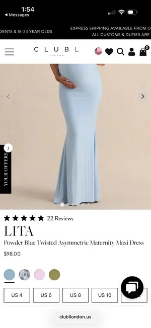 Powder Blue Twisted Asymmetric Maternity Maxi Dress thumbnail 2