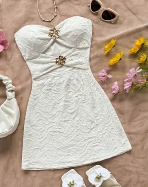 Beach Mini Dress White Size M thumbnail 1