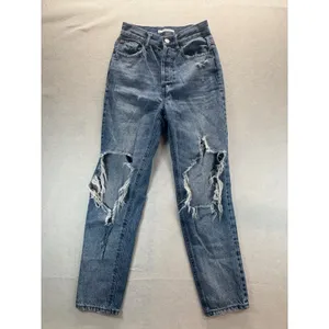 PacSun Ultra High Rise Slim Distressed Straight Leg Jeans Medium Wash 24" waist thumbnail 4