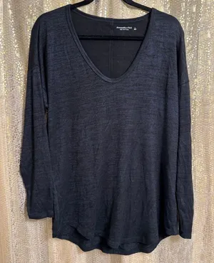 Abercrombie & Fitch Navy Blue Soft & Cozy V Neck Sweater Top Large thumbnail 1