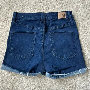 American Eagle Outfitters Blue Jean Shorts High-Waisted Frayed Hem thumbnail 4