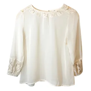 Anthropologie Pins and Needles Ivory White Semi-Sheer Lace Tunic Blouse Top XS thumbnail 1