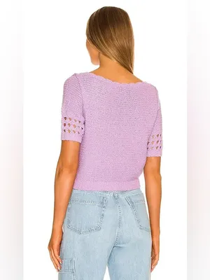 FREE PEOPLE Bree Cropped Pullover in Glimmer in Lilac Purple Sz. Medium thumbnail 14
