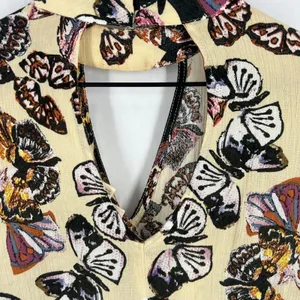 Entro‎ Tunic Top Womens Small Multicolor Butterfly Keyhole Neck Bell Sleeves thumbnail 8