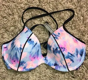 PINK Victoria’s Secret bikini top watercolor bikini top size large tie dye print thumbnail 1