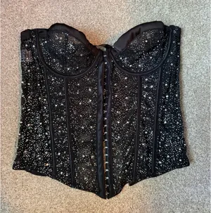 Forever 21 Black Rhinestone Corset Top thumbnail 1
