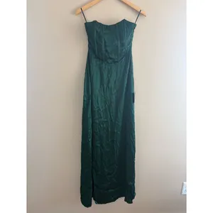 Lulus Extraordinary Presence Dark Green Satin Strapless Maxi Dress Size XS NWT thumbnail 5