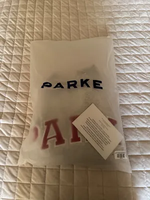 NWT Parke Valentine's Varsity Mockneck - Classic Grey + Crimson thumbnail 5