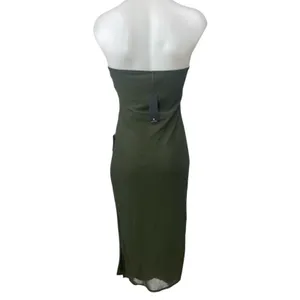 NEW Lulus Women's Green Strapless Sleeveless Midi Bodycon Tank Tube Dress Size L thumbnail 2