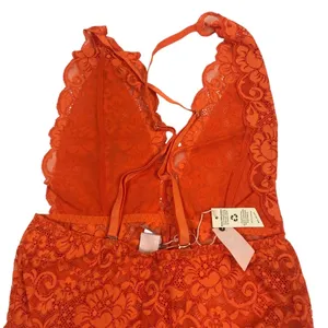 FREE PEOPLE X HAH Lace Bodysuit Sz S Burn Orange Feminine Party Resort Boho NWT thumbnail 10