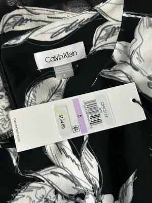 Calvin Klein Women’s Black & White Floral Print Dress SZ 6 NWT thumbnail 11