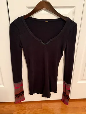 Rare Free People Black Kombucha Cuff Thermal ASO Vampire Diaries thumbnail 2