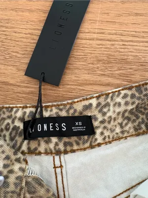 Lioness Leopard Print Denim Shorts in Tan and Brown thumbnail 2