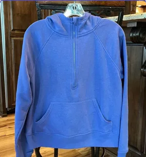 Member's Mark Scuba Hoodie Periwinkle Pullover Cotton Sweatshirt Knit Womens Medium thumbnail 2