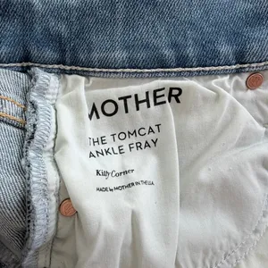 Mother Denim The Tomcat Ankle Fray Hi Rise Size 27 Kitty Corner Blue Stretch thumbnail 7