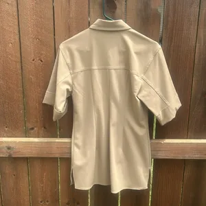 ZARA Short Sleeve Button Down Tan Tunic Top Sz XS NWT thumbnail 3